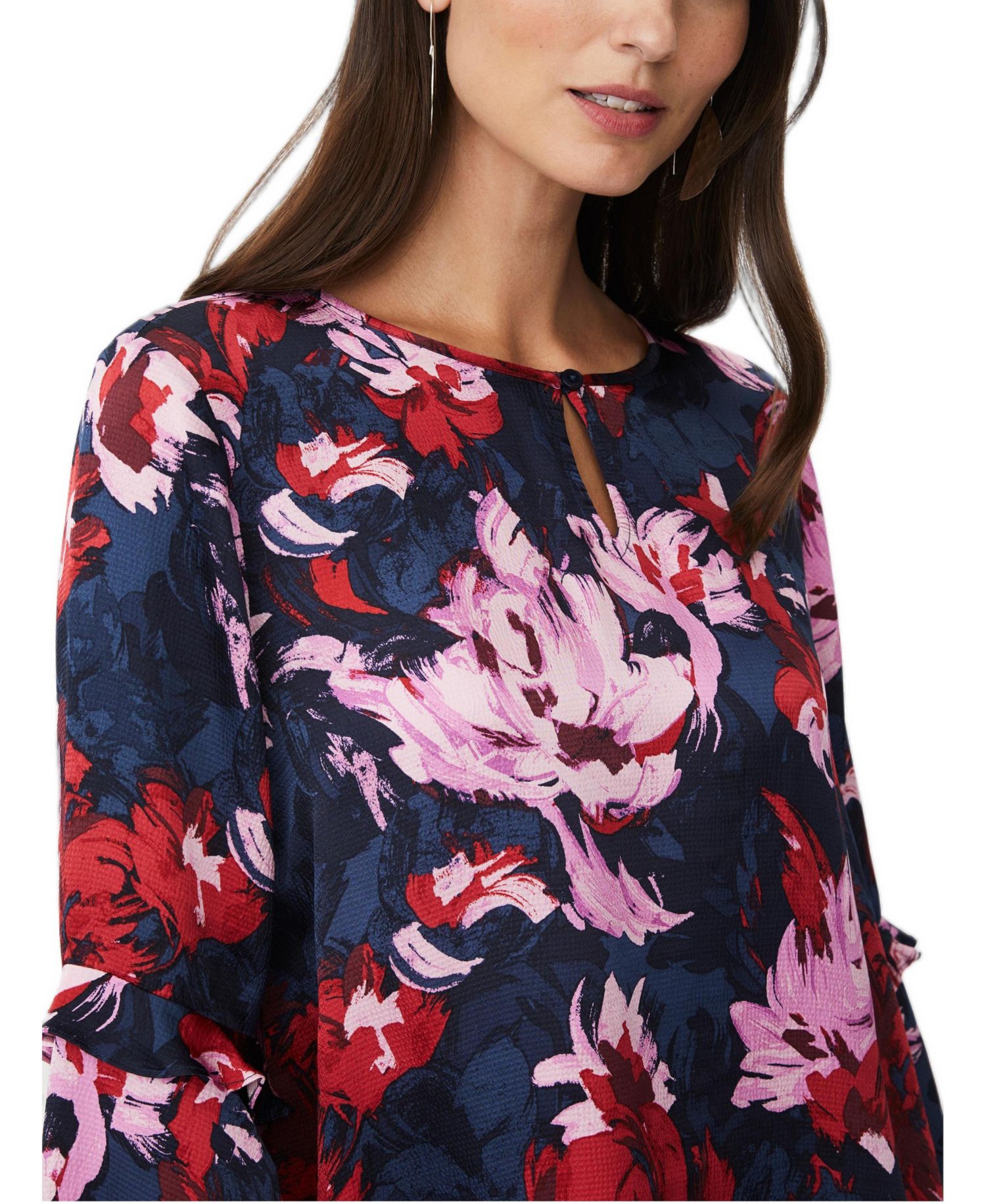 Women's MaBimelda Keyhole Detail Floral Top
