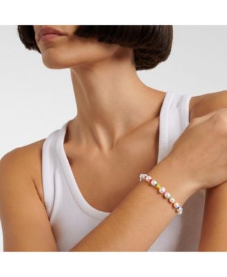 Freshwater Pearl & Rainbow Bead Bracelet with Nordic Clasp