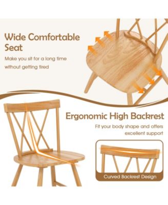 Costway Dining Chairs Farmhouse Kitchen Chair with Rubber Wood Frame