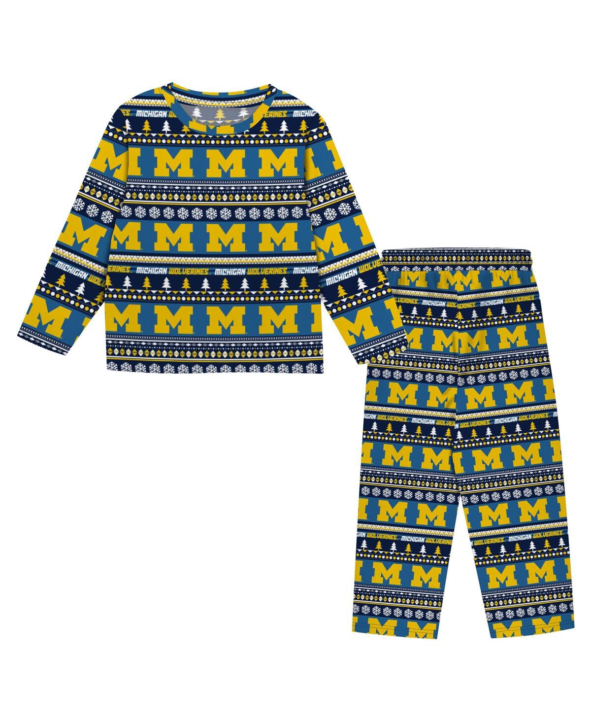 Outerstuff Toddler 2-Piece Navy Michigan Wolverines Ugly Sweater and Pajama Set