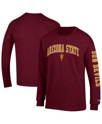 Champion - Men's Maroon Arizona State Sun Devils Arch Over Logo 2-Hit Long Sleeve T-Shirt