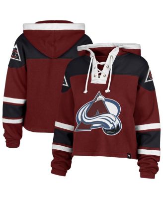 Women's Cardinal Colorado Avalanche Cropped Lacer Hoodie