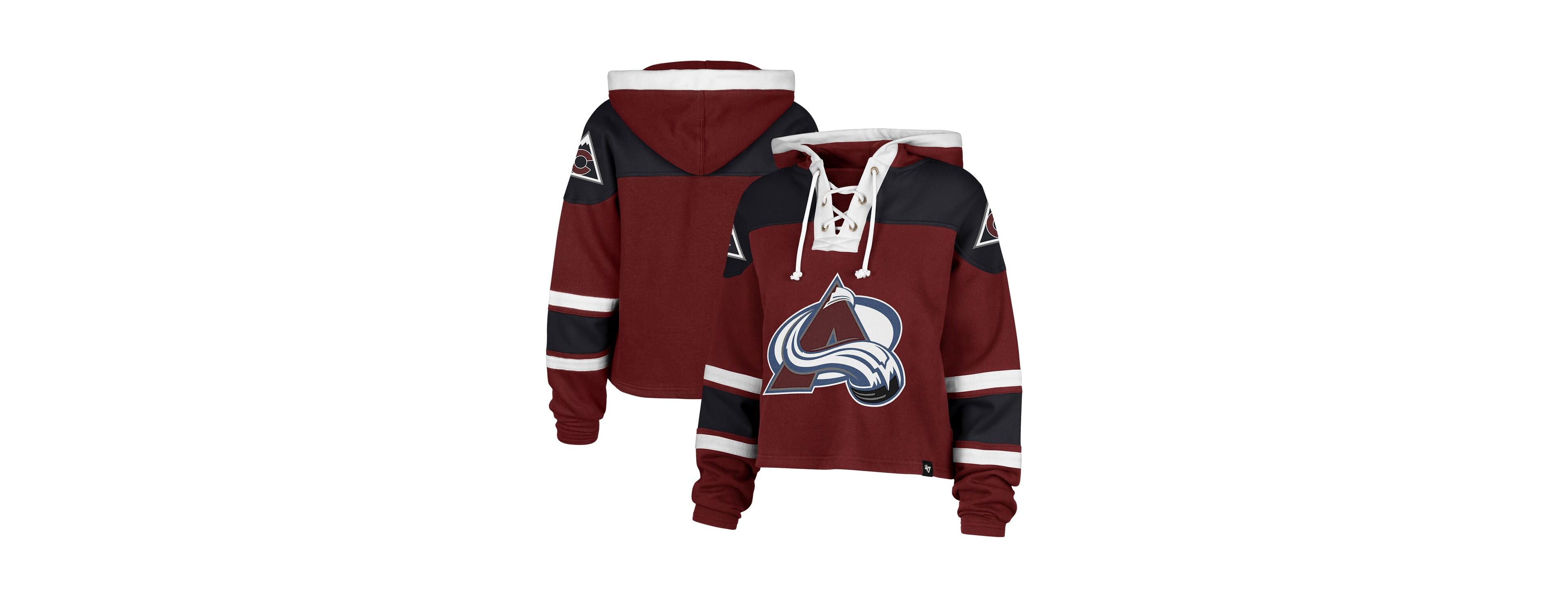 '47 Brand Women's Cardinal Colorado Avalanche Cropped Lacer Hoodie