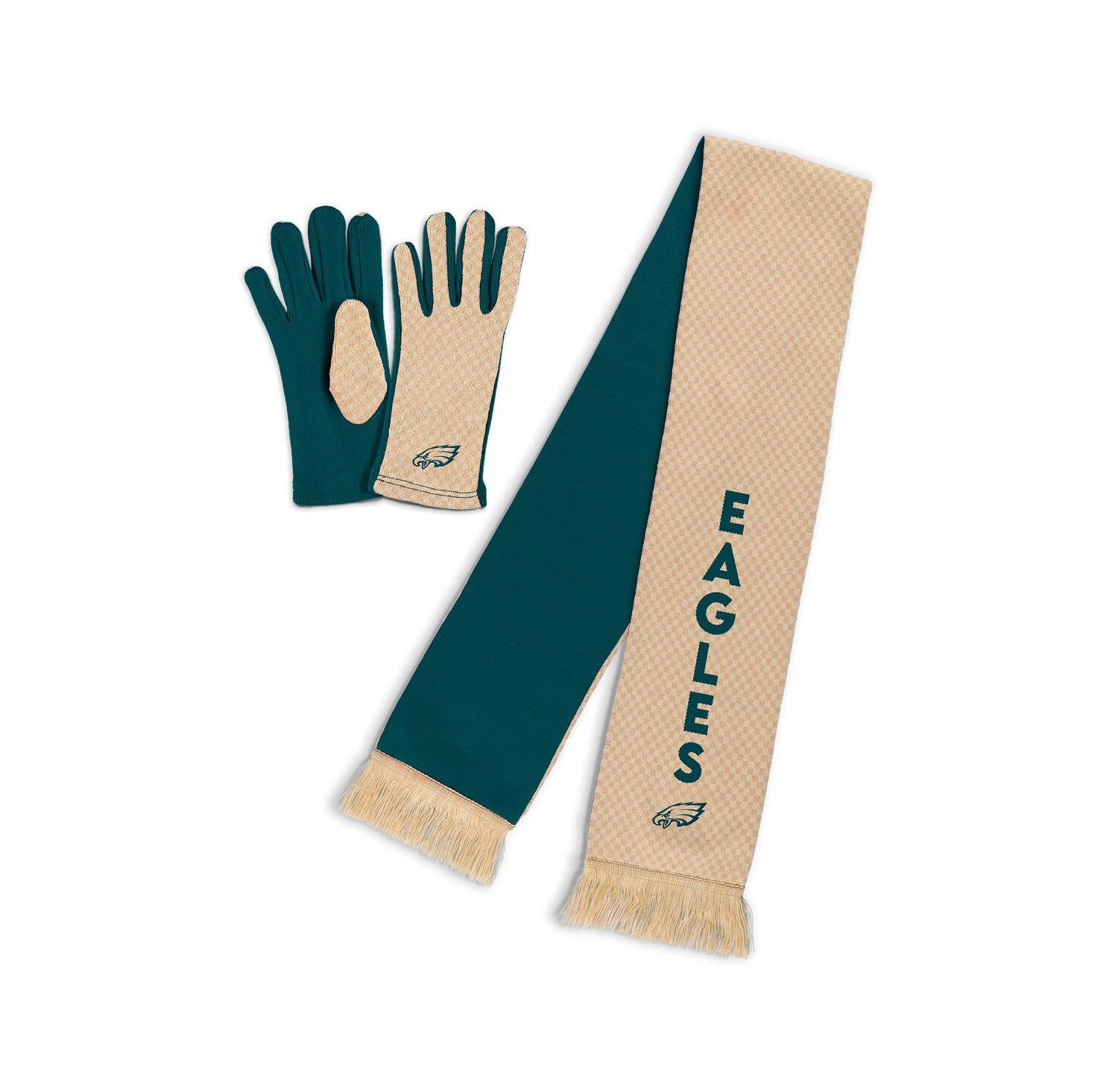 Women's Tan Philadelphia Eagles Tonal Scarf Glove Set