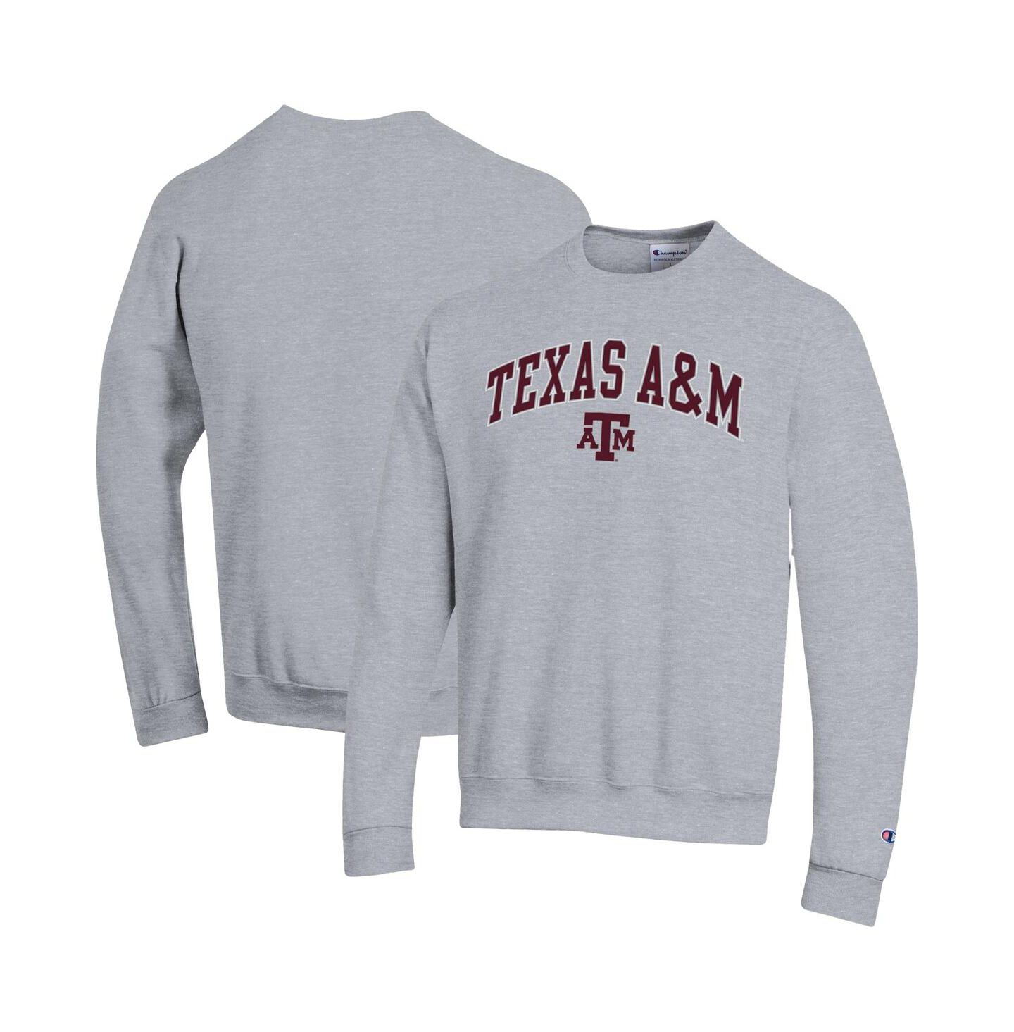 Мужской свитшот Champion Texas A&M Aggies Arch Over Logo, Maroon, цвет: Меланжевый серый — фото 1
