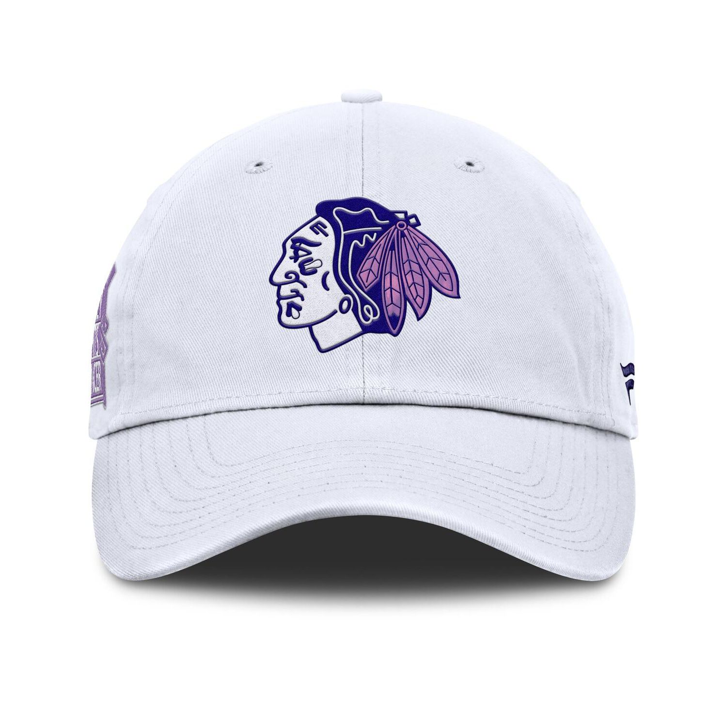 Men's White Chicago Blackhawks Authentic Pro Hockey Fights Cancer Adjustable Hat