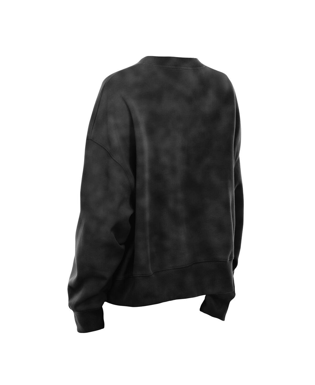 New Era Women's Black Chicago Bulls Boxy Throwback Mineral Wash Sweatshirt In Black