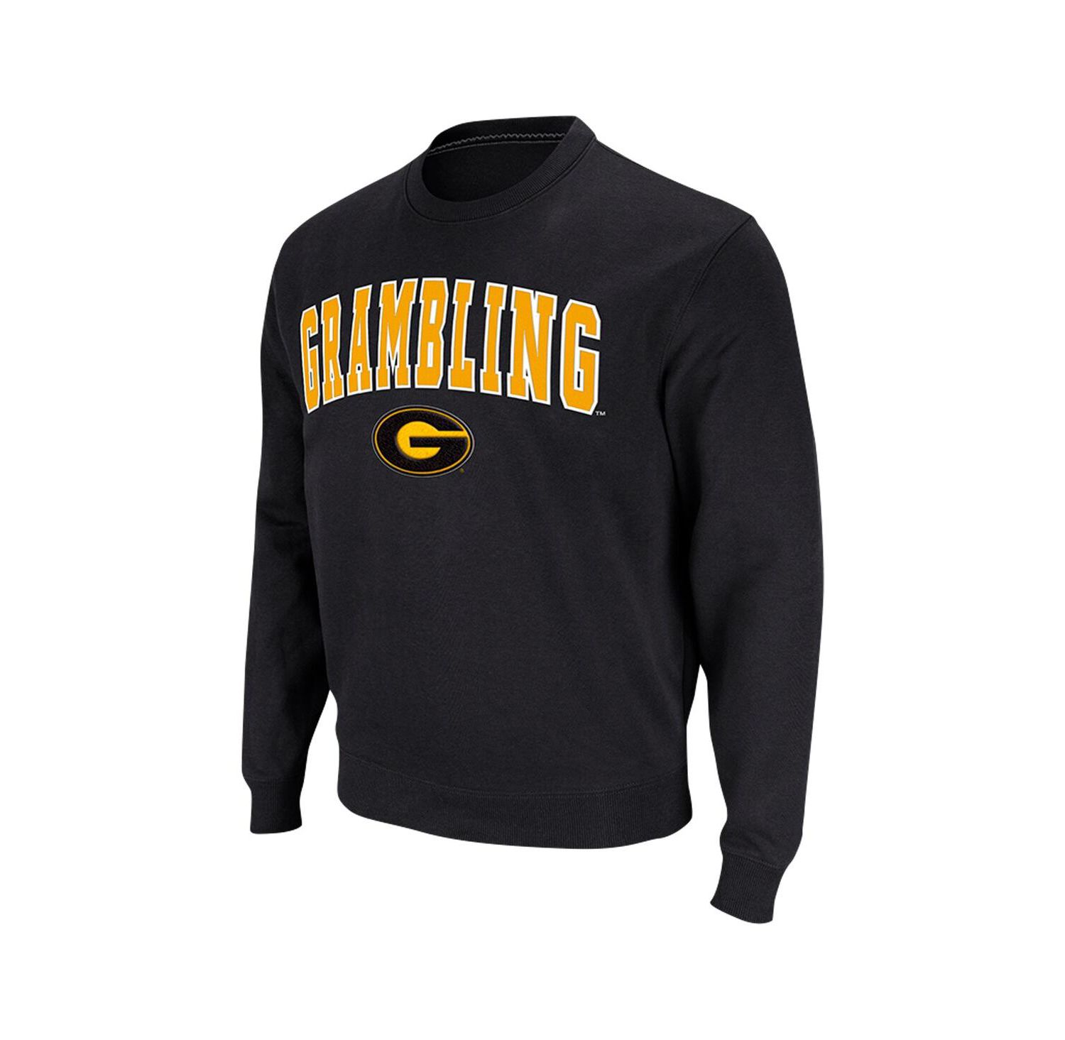 Men's Black Grambling Tigers Arch Logo Pullover Sweatshirt