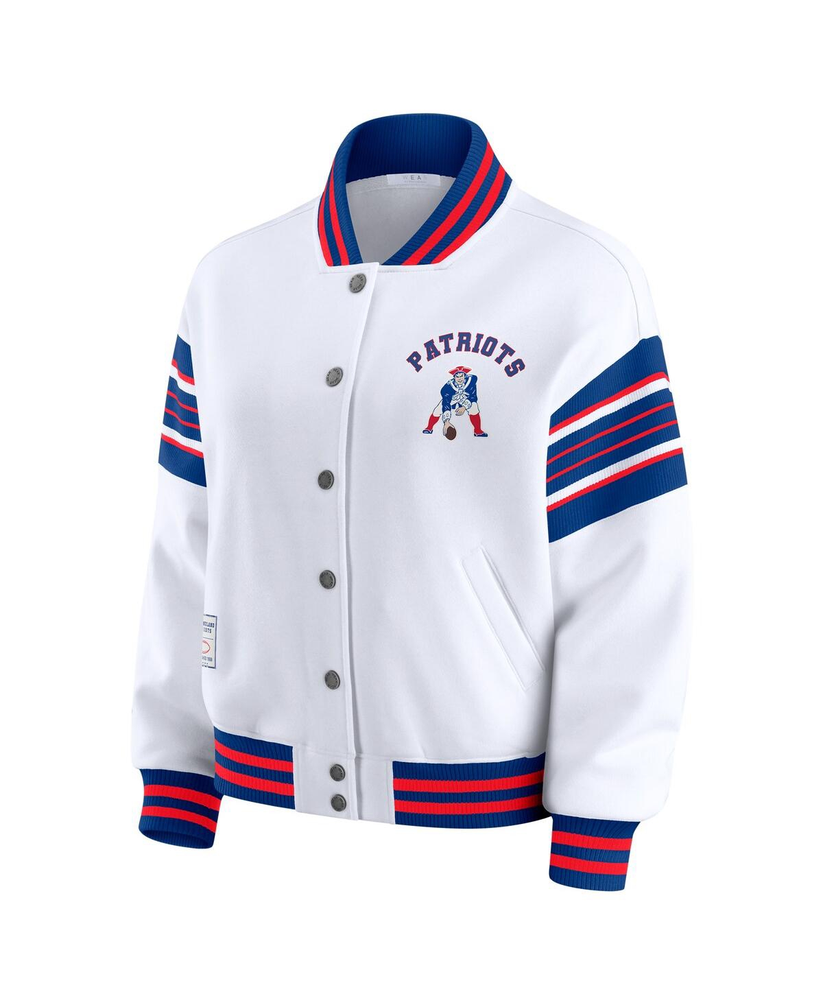 Wear By Erin Andrews Women's White New England Patriots Full-snap Fleece Sweatshirt Jacket In White