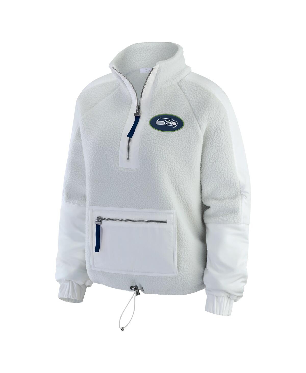 Wear By Erin Andrews Women's White Denver Broncos Polar Fleece Half-zip Jacket In White