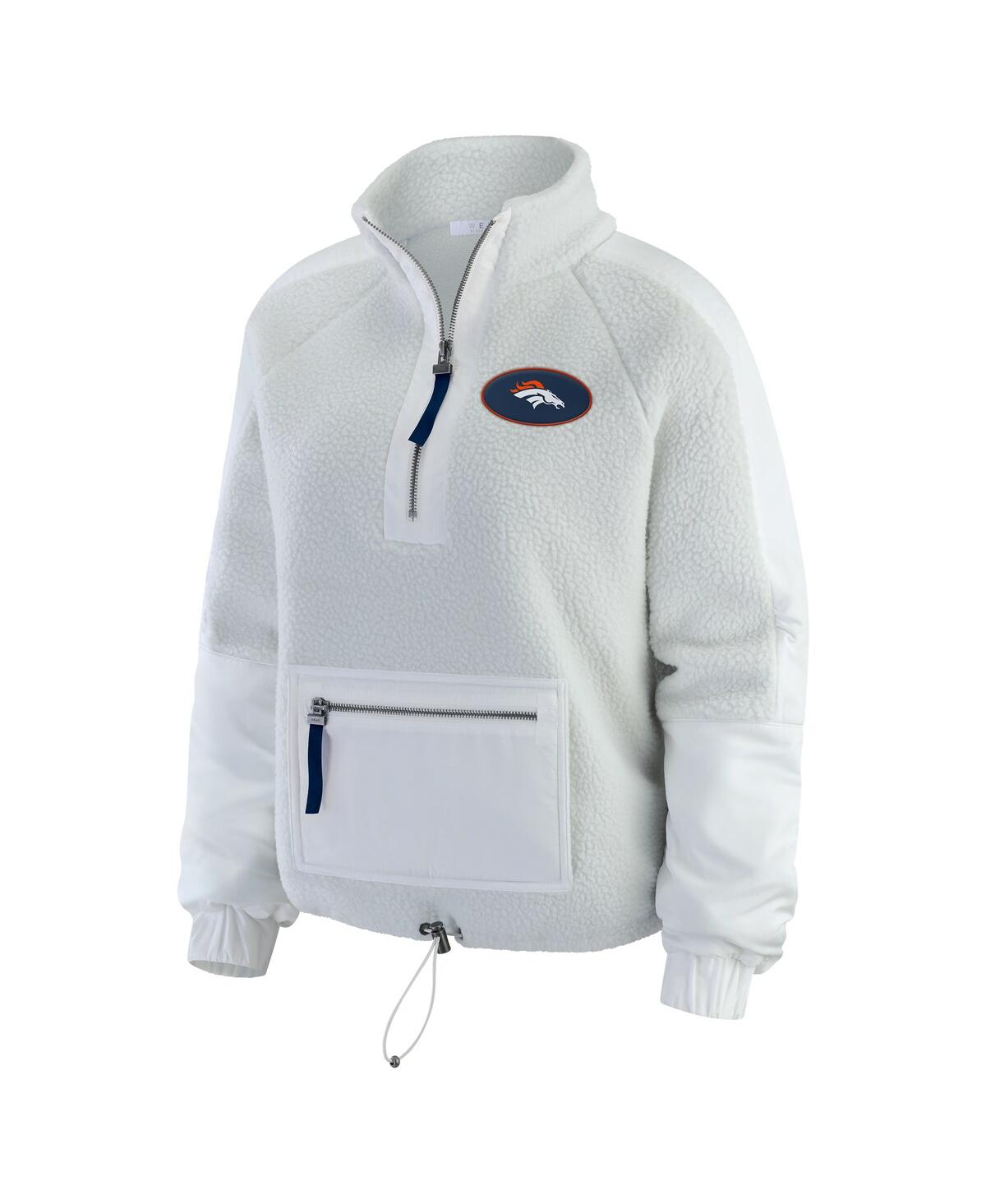 Wear by Erin Andrews Women's White Denver Broncos Polar Fleece Half-Zip Jacket