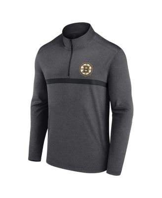 Men's Heather Charcoal Boston Bruins Head-to-Head Raglan Quarter-Zip Sweatshirt