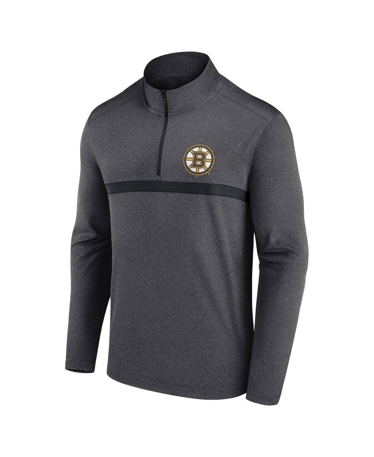 Logo Athletic Men's Heather Charcoal Boston Bruins Head-to-Head Raglan Quarter-Zip Sweatshirt