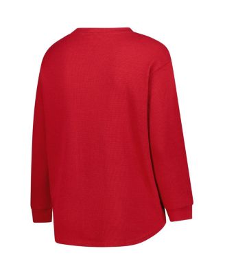 Women's Crimson Alabama Crimson Tide Lace-Up Waffle Knit Plus Size Long Sleeve T-Shirt