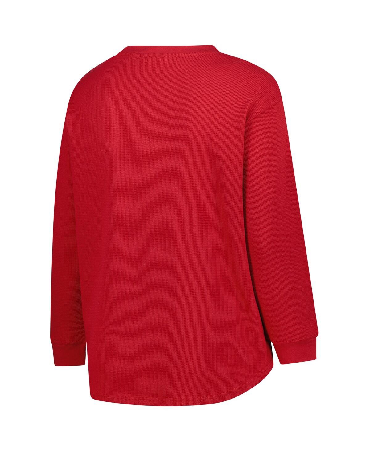 Fanatics Women's Crimson Alabama Crimson Tide Lace-up Waffle Knit Plus Size Long Sleeve T-shirt In Multi