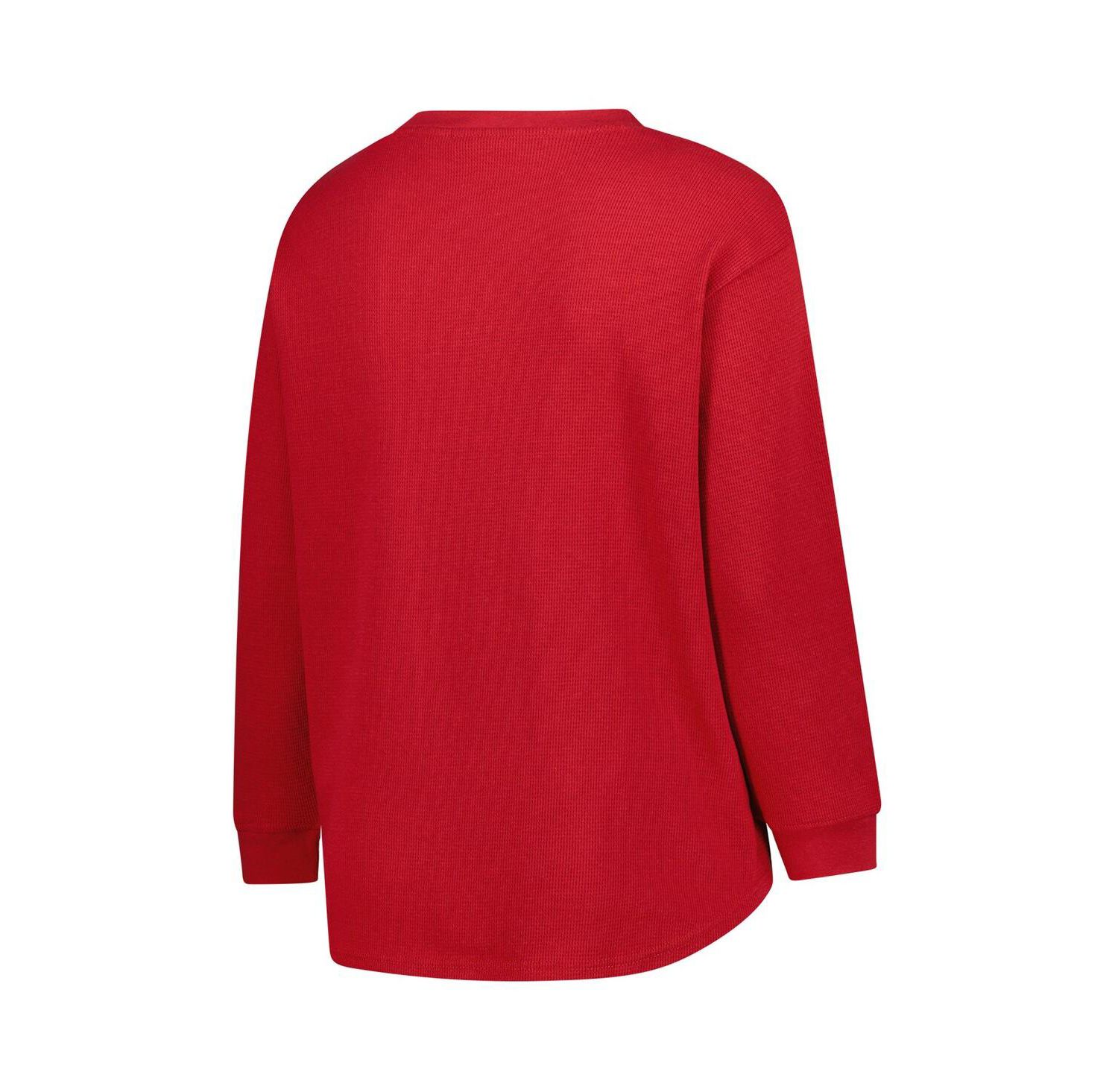 Women's Crimson Alabama Crimson Tide Lace-Up Waffle Knit Plus Size Long Sleeve T-Shirt