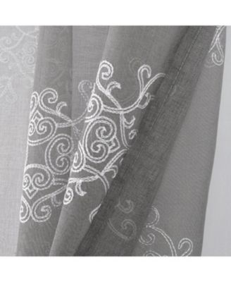 RT Designer Collection Sheryl Embroidered Dorly Luxurious Decorative Curtain Panel Pair