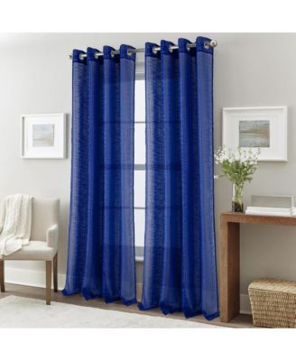 Dexter Linen Texture Grommet Sheer Light Filtering Window Curtain Panel 54" x 90" Navy