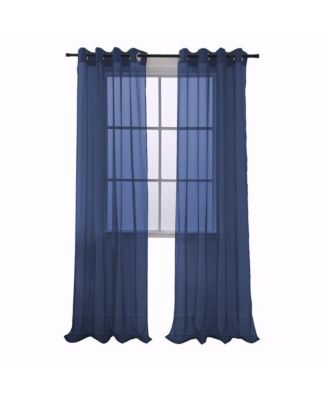 Cara One Sheer Grommet Light Filtering Curtain Panel 54" x 90" Navy