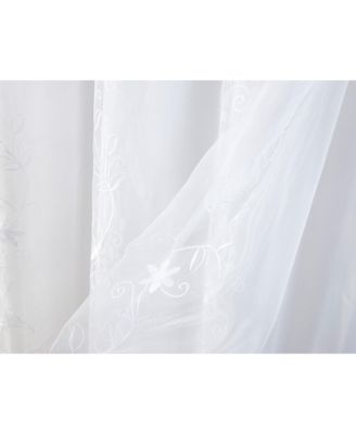 - Priscilla Embroidered Panel With Double Valance 54'' x 90'' Silver
