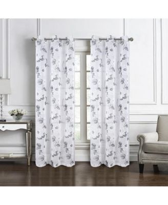 Jillian Rubber Doily Grommet Light Filtering Window Curtains for Bedroom 54" x 95" Rose