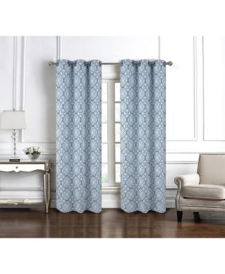 RT Designer Collection Woodbridge Jacquard Grommet Luxurious Modern Design Curtain Panel 54" x 84" Blue