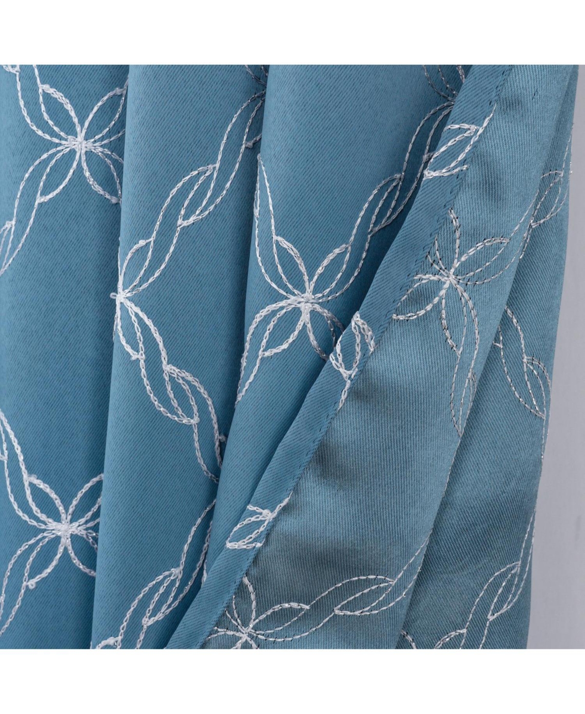 Rt Designer Collection Gable Embroidered Blackout Luxurious Decorative Grommet Curtain Panel 54" x 84" Slate Blue