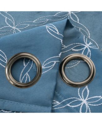 RT Designer Collection Gable Embroidered Blackout Luxurious Decorative Grommet Curtain Panel 54" x 95" Slate Blue
