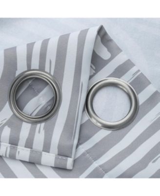 RT Designer Collection Ashton Printed Blackout Luxurious Decorative Grommet Curtain Panel 54" x 84" Silver