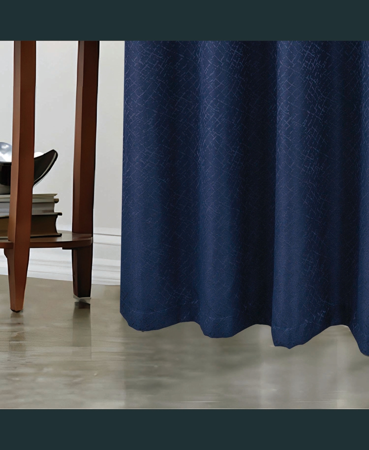 Rt Designer Collection Cassi Shimmer Jacquard Grommet Curtain Panel 54" x 90" Navy Blue