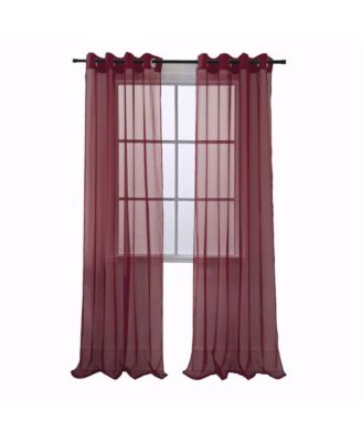 Cara One Sheer Grommet Light Filtering Curtain Panel 54" x 90" Burgundy