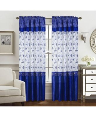 - Pia Embroidered Panel With Double Valance 54'' x 90'' White