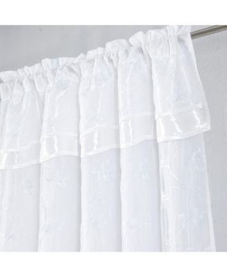 - Pia Embroidered Panel With Double Valance 54'' x 90'' White