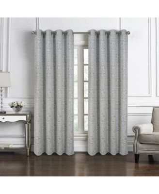 Dorian Jacquard Grommet Blackout Window Curtain Panel 54" x 84" Silver