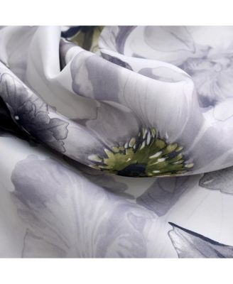 Eden Floral Nature Printed 2 Pieces Blackout Grommet Panel Pair 36" x 84" Silver