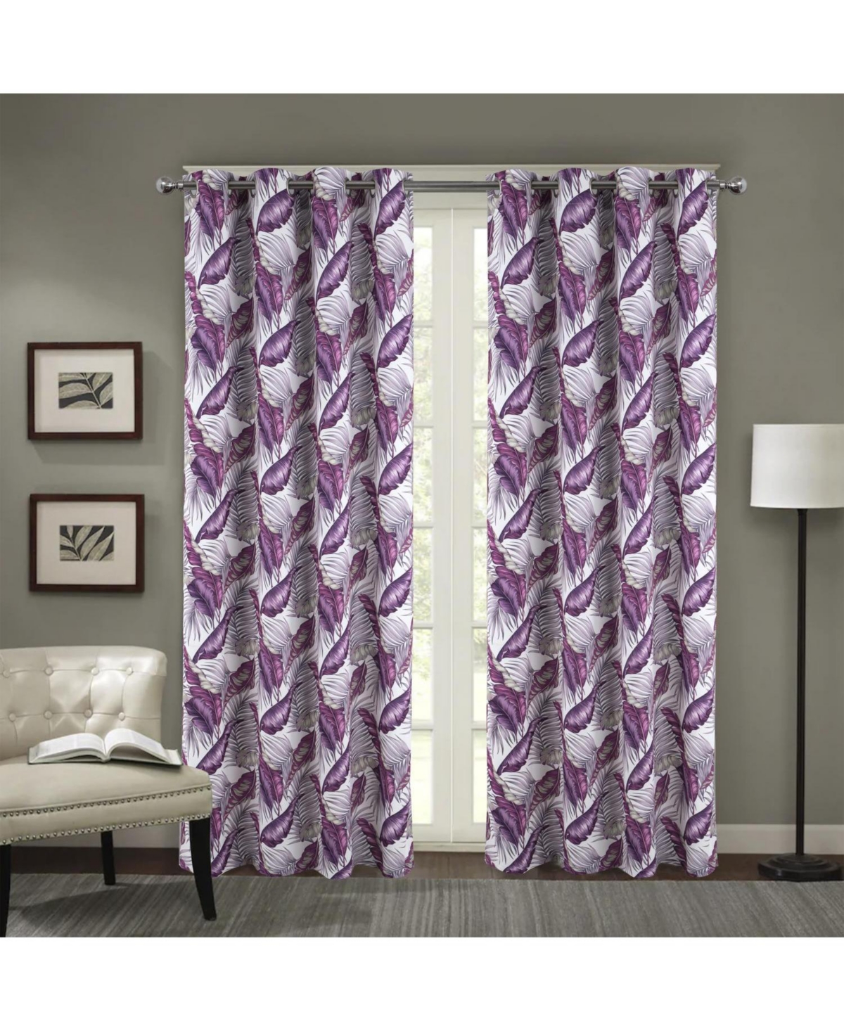 Rt Designer Collection Brazil Printed Blackout Luxurious Decorative Grommet Curtain Panel 54" x 90" Lilac