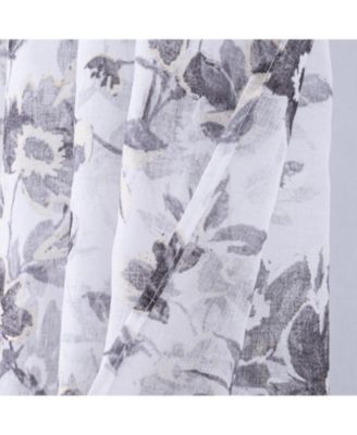 Meadow Grommet Metallic Sheer Printed Doily Curtain Panel 54" x 95" Grey