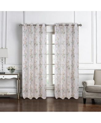 Amelia Printed Doily Grommet Light Filtering Curtain Panels for Bedroom 54" x 90"