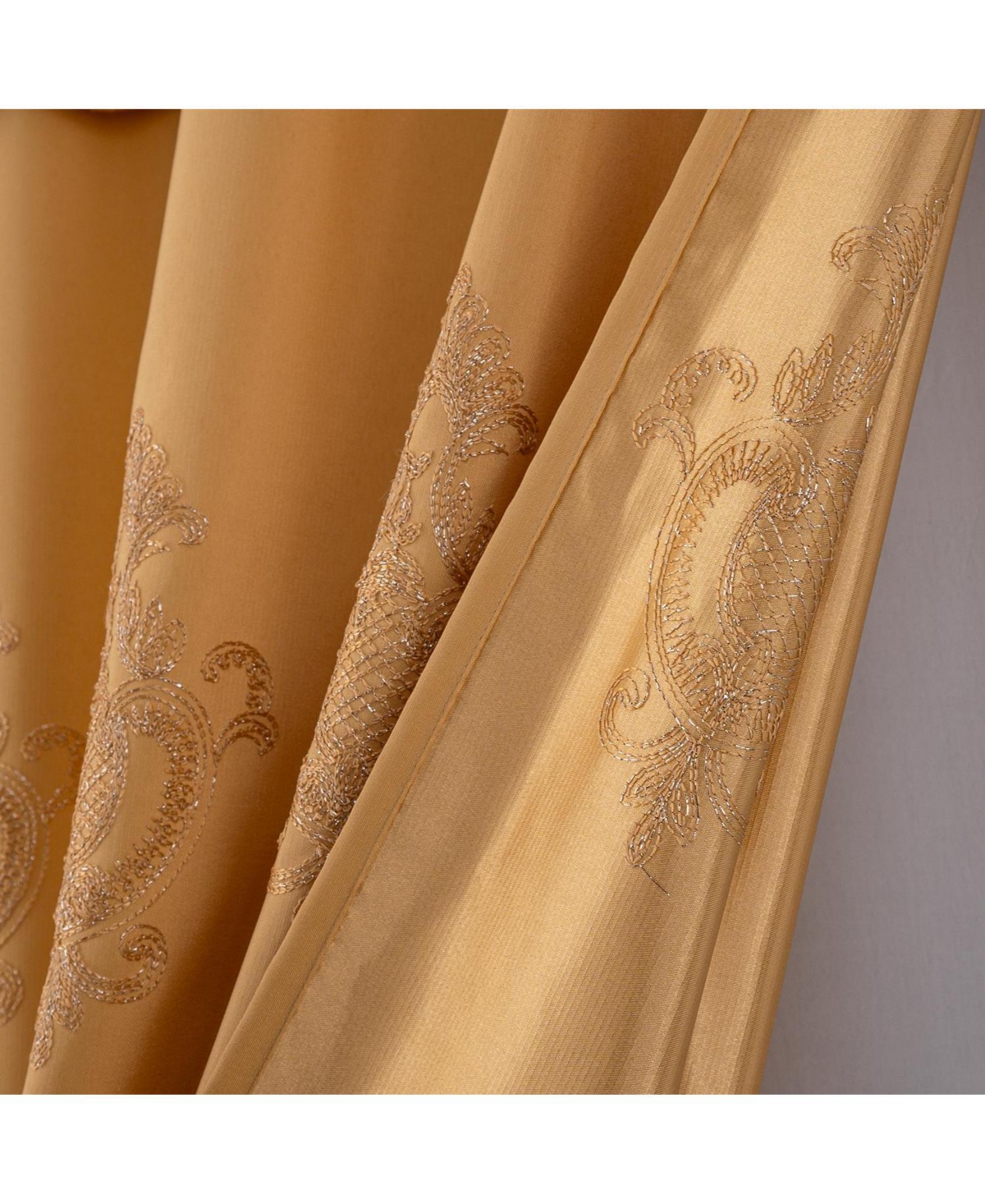Rt Designers Collection Debbie Macrame Construction 3" Rod Pocket Curtain Panel 54" x 84" Gold/Gold