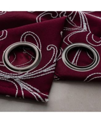 RT Designer Collection Kimber Embroidered Blackout Luxurious Decorative Grommet Curtain Panel 54" x 84" Burgundy