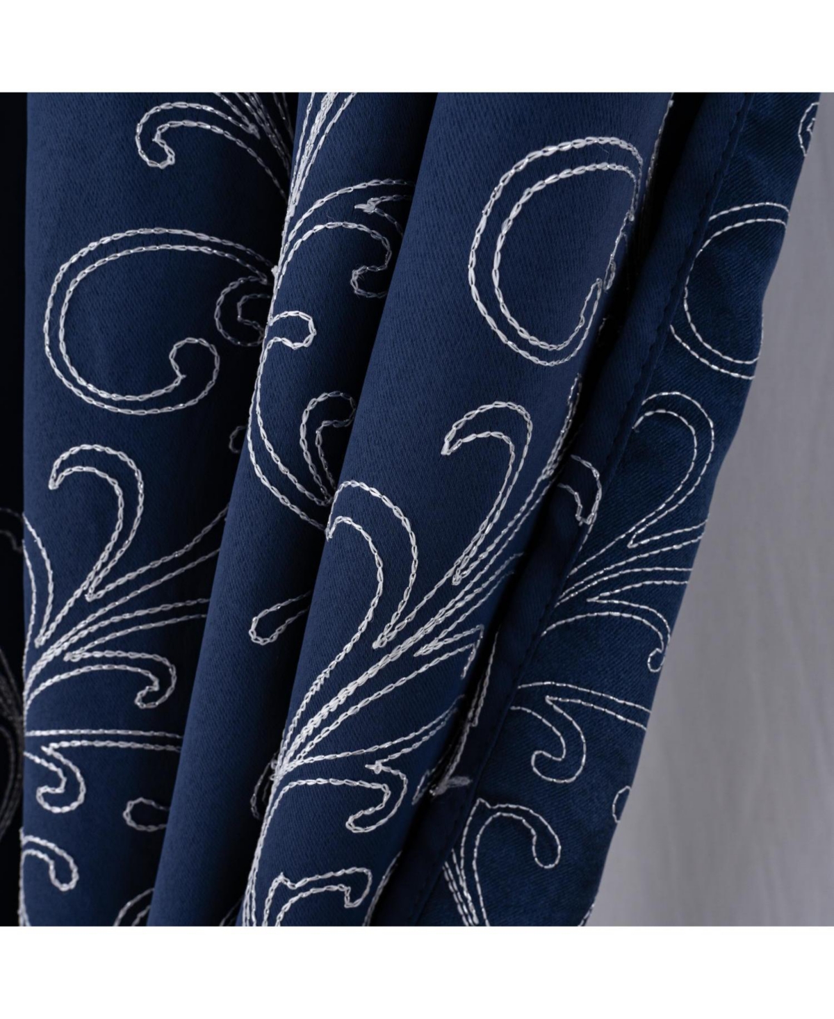 Rt Designer Collection Kimber Embroidered Blackout Luxurious Decorative Grommet Curtain Panel 54" x 84" Navy