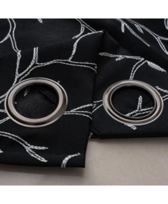 RT Designer Collection Luciana Embroidered Blackout Luxurious Decorative Grommet Curtain Panel 54" x Black