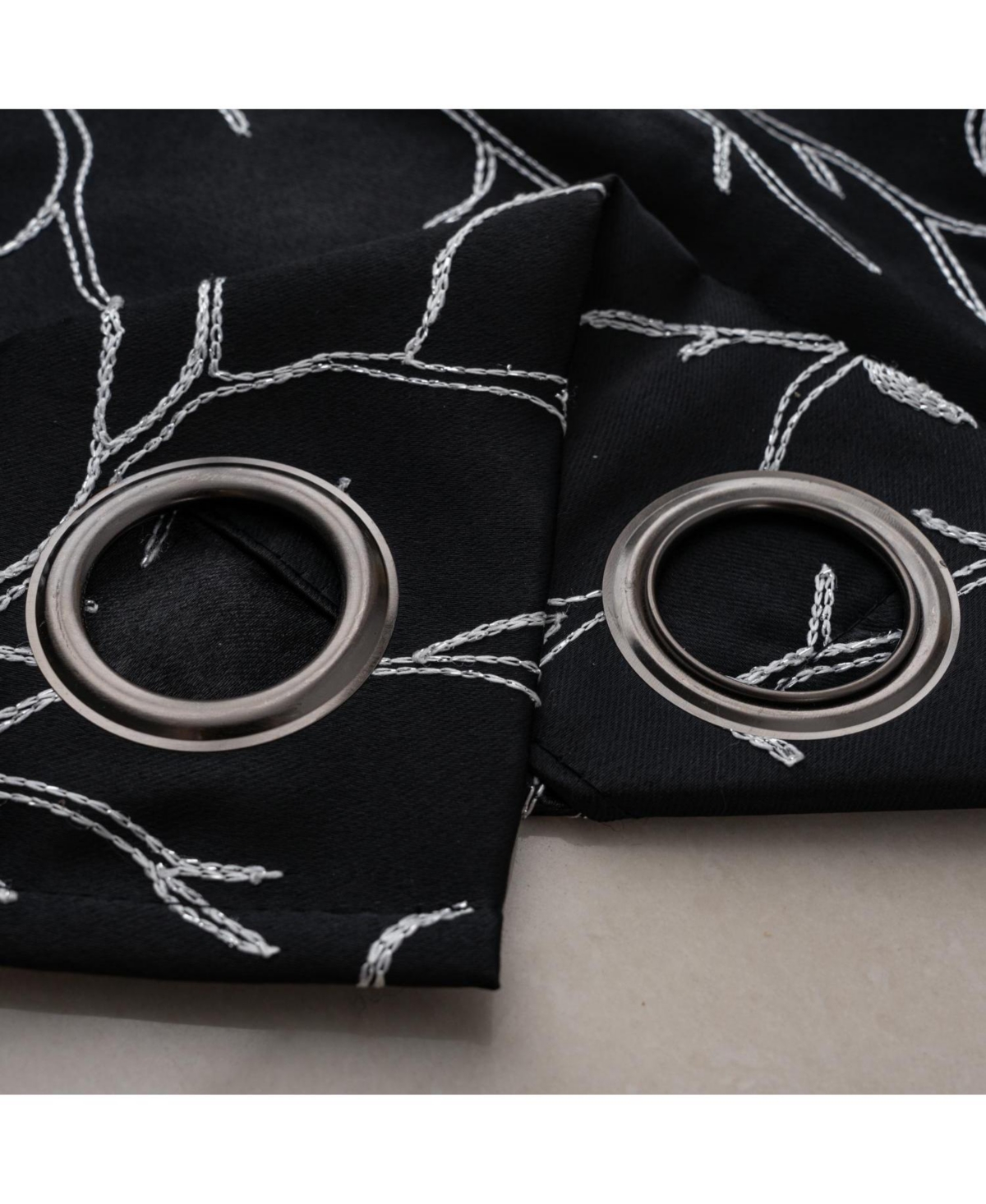 Rt Designer Collection Luciana Embroidered Blackout Luxurious Decorative Grommet Curtain Panel 54" x 84" Black