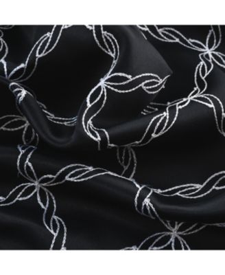 RT Designer Collection Gable 2 Pack Embroidered Blackout Luxurious Decorative Grommet Curtain Panel 36" x 84" Black