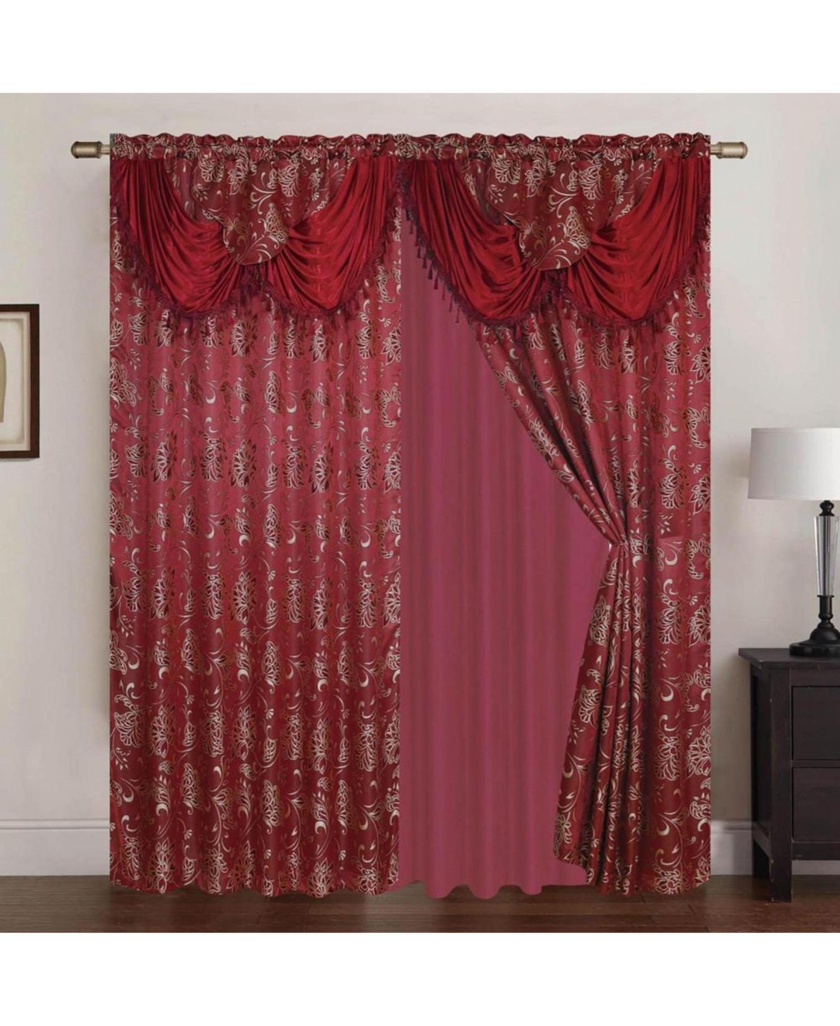 Rt Designers Collection Clayton 2-Piece Double Panel Elegant Thermal Insulated Grommet Curtain Panels - Each Panel 54" X 84" Burgundy