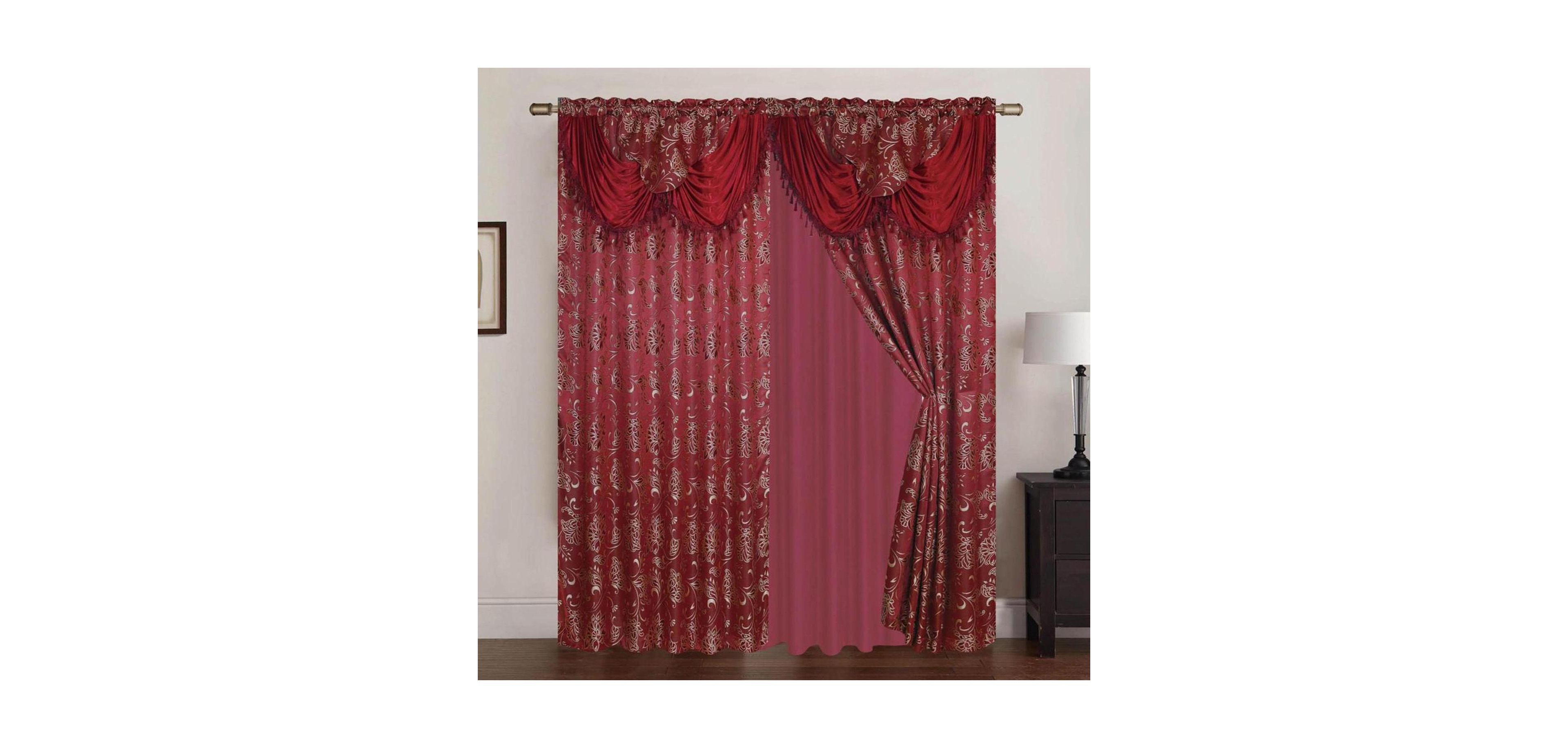 Rt Designers Collection Clayton 2-Piece Double Panel Elegant Thermal Insulated Grommet Curtain Panels - Each Panel 54" X 84" Burgundy