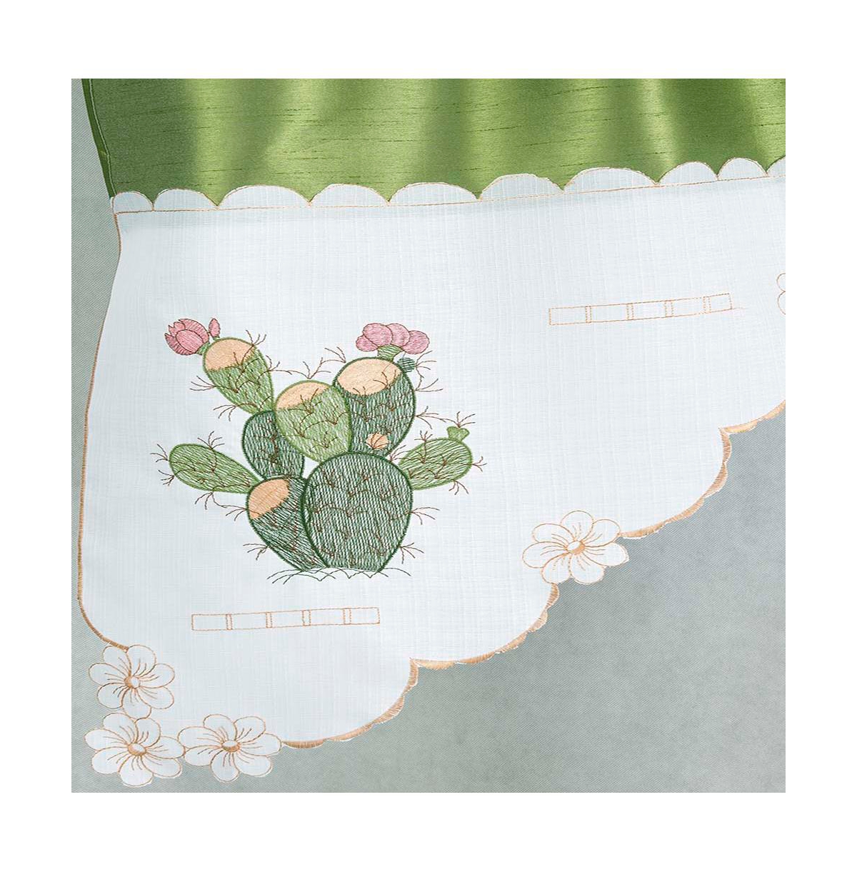 Rt Designer's Collection 3 Piece Set Adds Charm Any Kitchen Decor Monarch Cactus Kitchen Curtain 52" x 18" Sage