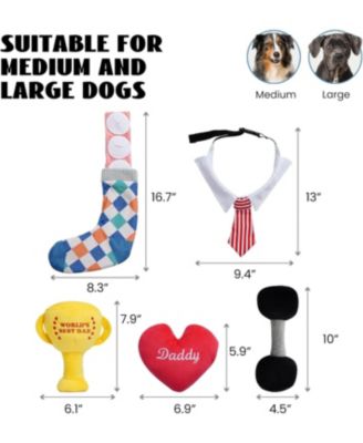 5 PCS Father's Day Plush Dog Toys, Father's Day Gift, Interactive Dog Toys
