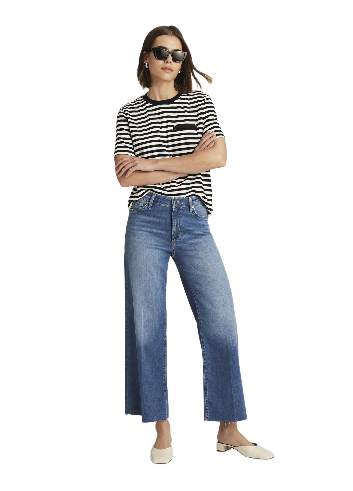 Женские джинсы Mavi Jeans Paloma Wide Leg In Light Brushed Feather Luxe, цвет: Светлый индиго — фото 1