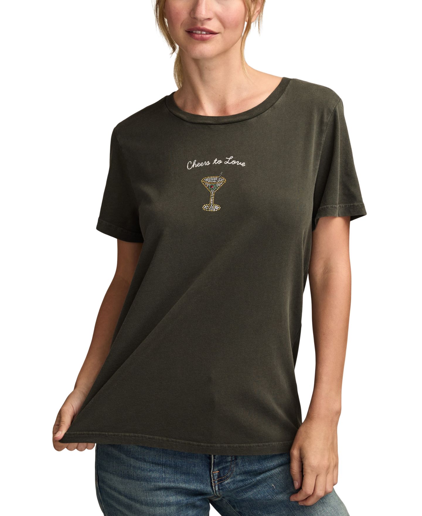 Женская футболка Lucky Brand Love At First Sip Classic Crewneck, цвет: Raven — фото 1